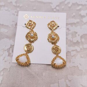 Kendra Scott Brielle Gold Linear Earrings Ivory Mother-of-Pearl